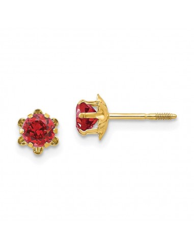 Madi K Kid's 14k  4mm Synthetic Ruby (Jul) Screwback Earrings en ligne des produits 