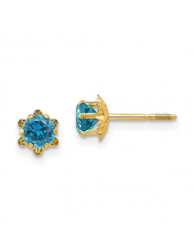 Madi K Kid's 14k  4mm Synthetic Blue Topaz (Dec) Screwback Earrings Comparez et commandez 