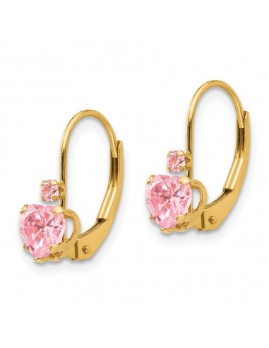 Madi K Kid's 14k  Pink CZ Heart Leverback Earrings Paris Déstockage Promo