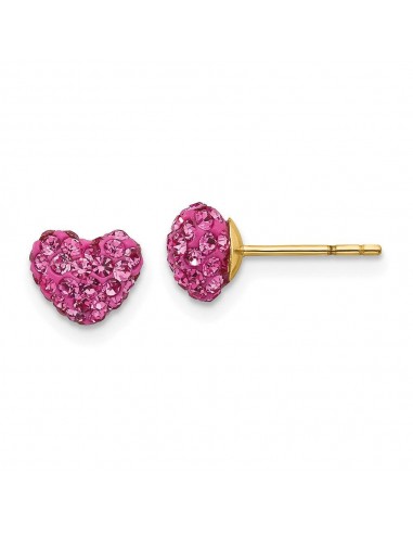 Madi K Kid's 14k  Pink Crystal Heart Post Earrings pas cher chine