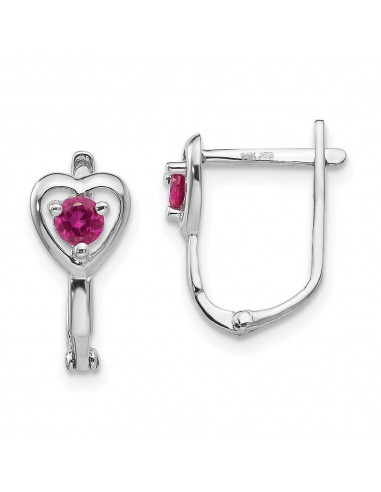 Madi K Kid's 14k  White Gold CZ July Birthstone Heart Hoop Earrings prix pour 