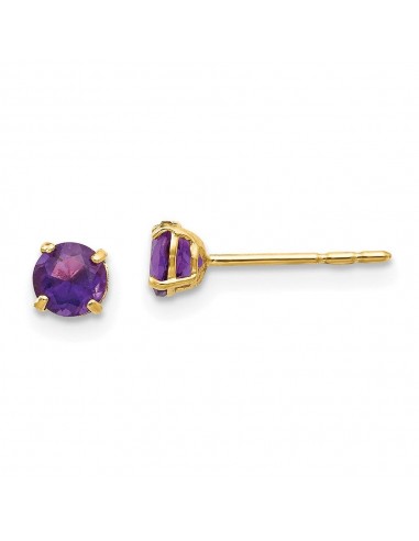 Madi K Kid's 14k  Round Amethyst 4mm Post Earrings pas cher 