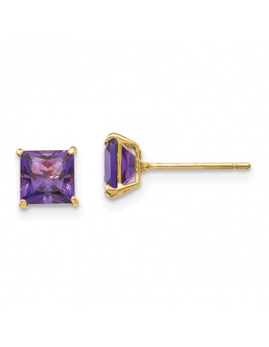 Madi K Kid's 14k  Amethyst 5mm Square Post Earrings livraison gratuite