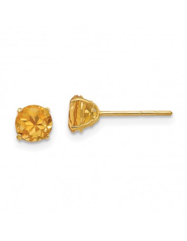 Madi K Kid's 14k  Round Citrine 5mm Post Earrings le des métaux précieux