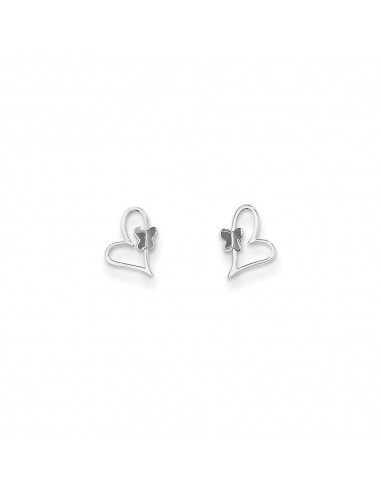 Madi K Kid's 14k White Gold  Heart W/Butterfly Post Earrings En savoir plus