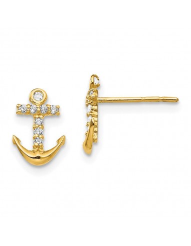 Madi K Kid's 14k  CZ Anchor Post Earrings Paris Déstockage Promo