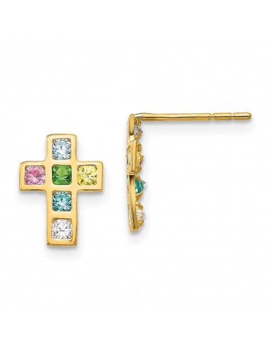 Madi K Kid's 14k  Multi-colored CZ Cross Post Earrings pour bénéficier 