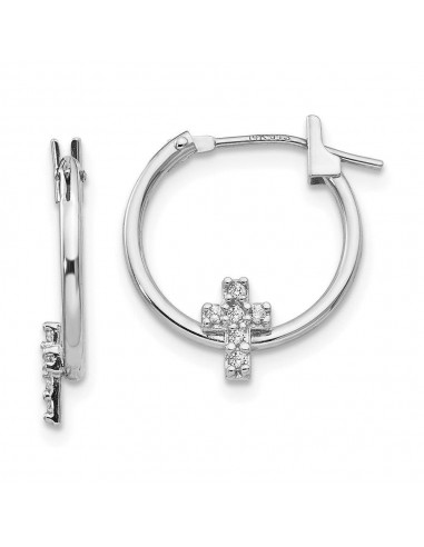 Madi K Kid's 14k White Gold  CZ Cross Hoop Earrings en linge