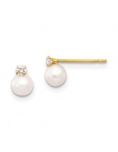 Madi K Kid's 14k  5-6mm Near Round FW Cultured Pearl CZ Post Earrings 50-70% off 