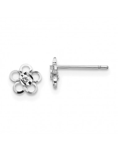 Madi K Kid's 14k White Gold  CZ Flower Post Earrings 50% de réduction en Octobre 2024