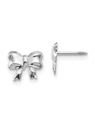 Madi K Kid's 14k White Gold  Rhodium-plated Bow Screwback Post Earrings prix