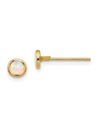 Madi K Kid's 14K  Polished Lab Created Opal Bezel Post Earrings À commander