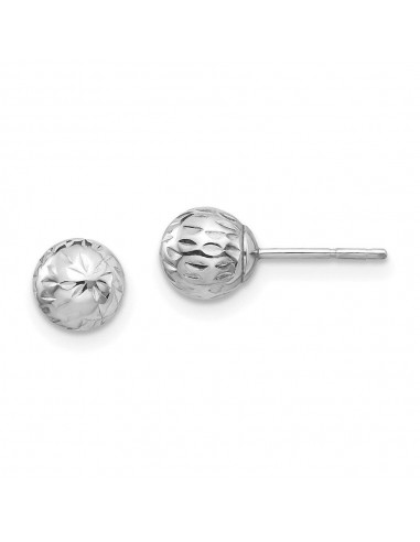 Madi K Kid's 14K White Gold  Diamond Cut 6M Ball Post Earrings du meilleur 