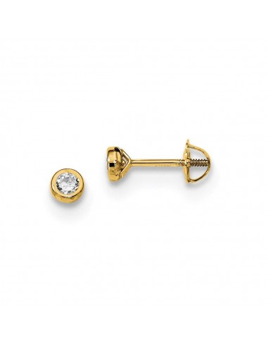 Madi K Kid's 14k  Yellow Gold Polished CZ Bezel Post Earrings d'Europe débarque