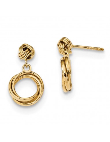 Madi K Kid's 14k  Polished Love Knot with Small Fancy Dangle Post Earrings livraison gratuite