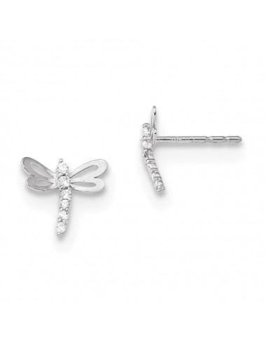 Madi K Kid's 14k  White Gold Polished CZ Dragonfly Post Earrings acheter