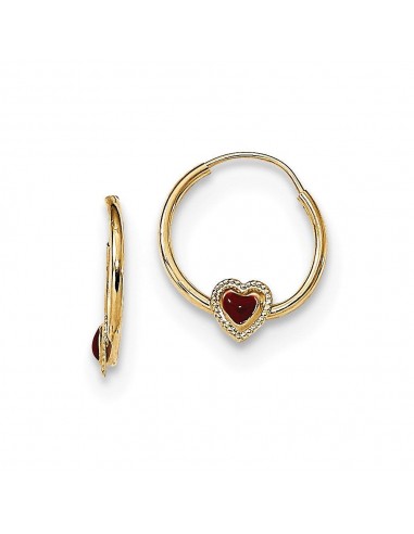 Madi K Kid's 14k  Polished Red Enameled Heart Hoops 50% de réduction en Octobre 2024