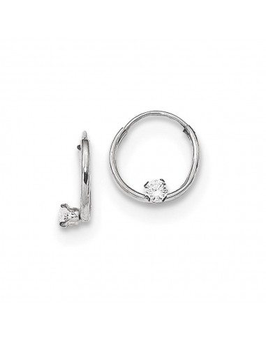 Madi K Kid's 14k  White Gold Polished 2mm CZ on Small Endless Hoops Amélioration de cerveau avec