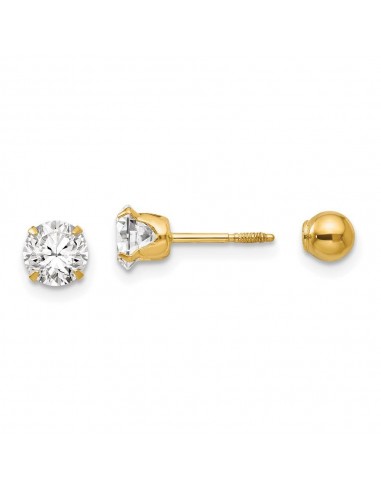 Madi K Kid's 14k  Polished Reversible 5mm CZ & Ball Earrings prix pour 