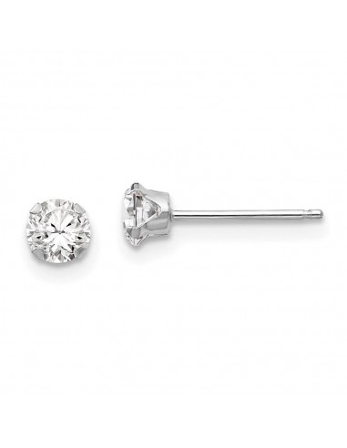 Madi K Kid's 14k White Gold  4mm CZ Post Earrings Fin de série