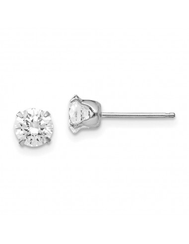 Madi K Kid's 14k White Gold  5.25mm CZ Post Earrings france