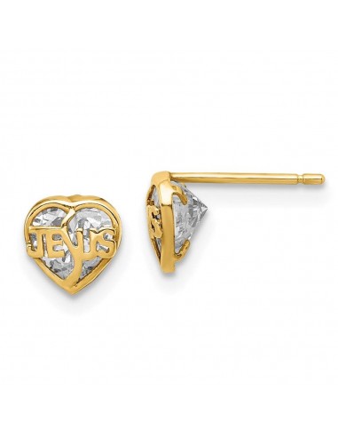 Madi K Kid's 14k  CZ Jesus Heart Post Earrings 50-70% off 