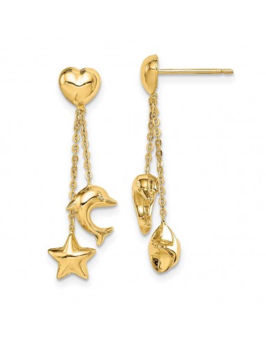 Madi K Kid's 14k  Heart, Star & Dolphin Dangle Post Earrings Le MVP de beaucoup