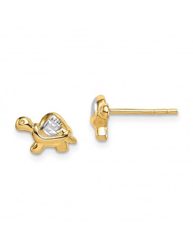 Madi K Kid's 14k  & White Rhodium Turtle Post Earrings acheter