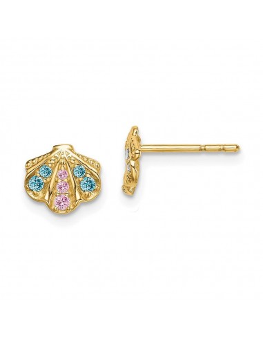 Madi K Kid's 14k  Blue & Pink CZ Seashell Post Earrings de votre