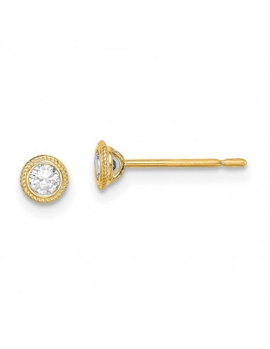 Madi K Kid's 14k  Round CZ Milgrain Bezel Post Earrings la colonne vertébrale