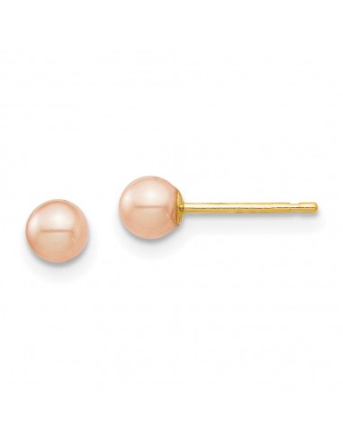 Madi K Kid's 14k  3-4mm Pink Round Freshwater Cultured Pearl Stud Post Earrings Pour