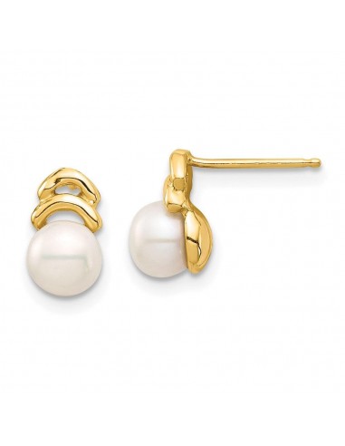 Madi K Kid's 14k  5-6mm White Button FW Cultured Pearl Post Dangle Earrings vous aussi creer 