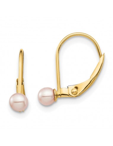 Madi K Kid's 14K  3-4mm Pink Round FW Cultured Pearl Leverback Earrings Venez acheter