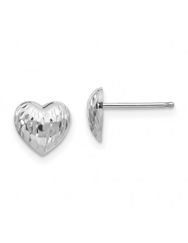 Madi K Kid's 14k White Gold  Diamond-Cut Heart Earrings Comparez et commandez 