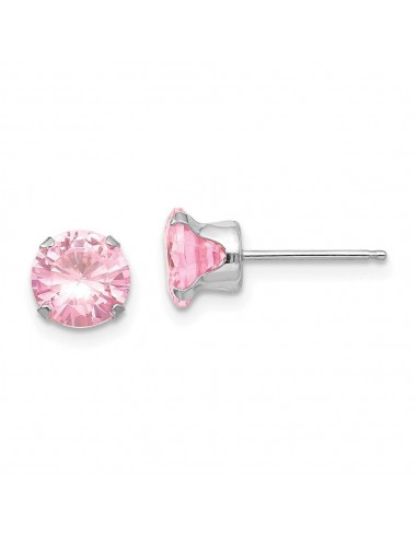 Madi K Kid's 14k White Gold  6.5mm Pink CZ Post Earrings la livraison gratuite