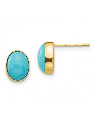 Madi K Kid's 14k  Bezel Set Oval Turquoise Post Earrings Comment ça marche