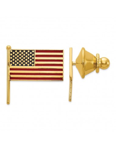 14k Enameled Flag Tie Tac brillant des détails fins