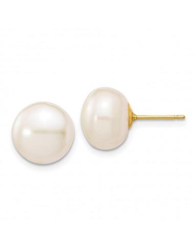 14k 10-11mm White Button Freshwater Cultured Pearl Stud Post Earrings Le MVP de beaucoup