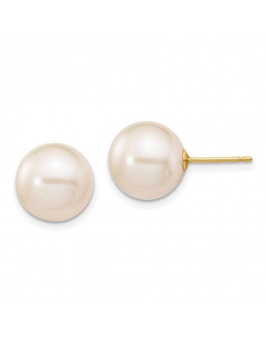 14k 10-11mm White Round Freshwater Cultured Pearl Stud Post Earrings 50-70% off 