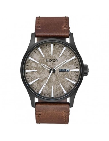 Nixon Men's Quartz Watch - Sentry Leather Brown & Beige Dial Brown Strap | A1052687 hantent personnes