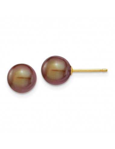 14k 7-8mm Coffee Round Freshwater Cultured Pearl Stud Post Earrings 2 - 3 jours ouvrés.