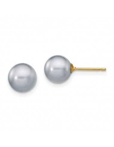 14k 7-8mm Grey Round Freshwater Cultured Pearl Stud Post Earrings des créatures d'habitude