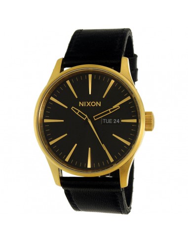 Nixon Men's Quartz Watch - Sentry Leather Black Dial Black Strap | A105513 meilleur choix