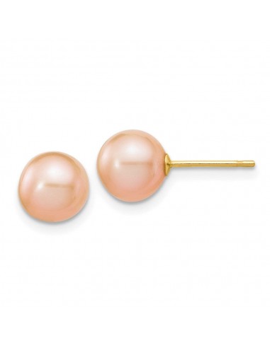 14k 7-8mm Pink Round Freshwater Cultured Pearl Stud Post Earrings la chaussure