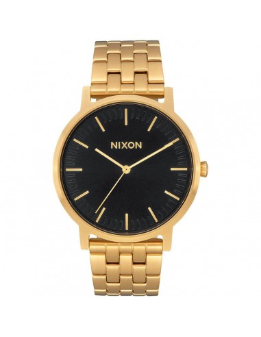 Nixon Unisex Quartz Watch - Porter Black Dial Yellow Gold Bracelet | A10572042 le concept de la Pate a emporter 