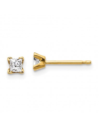 14k AA Quality Complete Princess-cut Diamond Stud Ear une grave pollution 