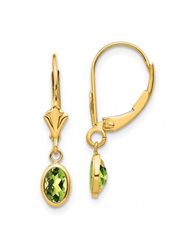 14k 6x4 Oval Bezel August/Peridot Leverback Earrings la chaussure