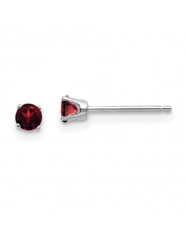 14k White Gold 3mm Garnet Stud Earrings des créatures d'habitude