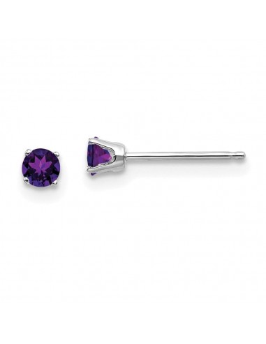 14k White Gold 3mm Amethyst Stud Earrings de France