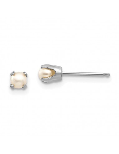 14k White Gold 3mm FW Cultured Pearl Stud Earrings JUSQU'A -70%! 